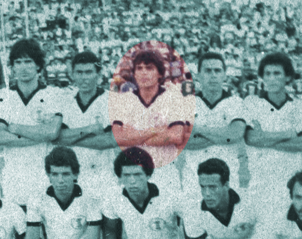 Chicão, no destaque, ficou marcado pelo penalti perdido em 1987